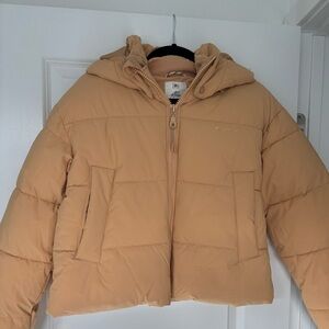 Cropped Puffer Jacket - Camel Brown - Size S
